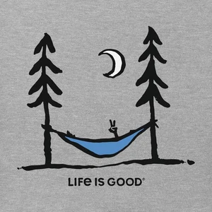 Camiseta trituradora Life is Good Peace Out Hamaca Relax Gris SS para hombre nueva con etiquetas - Imagen 1 de 4