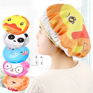 3-6 Pcs Women Shower Cap Waterproof Elastic Bath Hat Cleaning Hat Cute Kid Adult - Picture 1 of 25