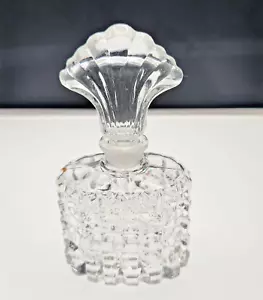 Vintage Klarglas Waffel facettiert Parfümflasche mit Jakobsmuschelstopper seltener Fund - Bild 1 von 7