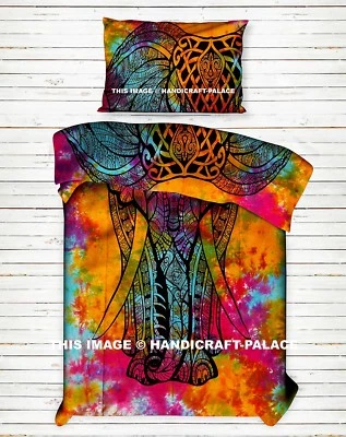 Indian Elephant Mandala Tapestry Bedding Cover Coverlet Tie Dye Bed Sheet Throw Foto 1 de 4