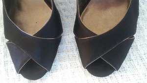 Zapatos Alfani Mujer, Sz 8, Puntera abierta negra, tacones de 3" - Imagen 1 de 7