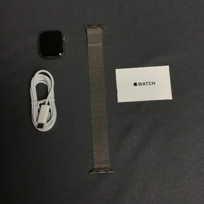Apple Watch Series 7 (GPS) 41mm caixa de aço inoxidável dourada com laço milanês dourado - Imagem 1 de 4