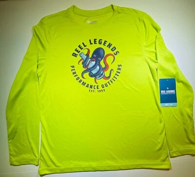 NUEVO CON ETIQUETAS Camisa de Natación Reel Legends TEC Kraken Pulpo Manga Larga M 10/12 L 14/16 $24 Foto 1 de 3