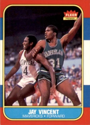 1986 Fleer #118 Jay Vincent RC Dallas Mavericks NM - Image 1 of 2