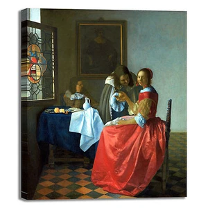 Vermeer ragazza con bicchiere quadro stampa tela dipinto telaio arredo casa - Picture 1 of 4