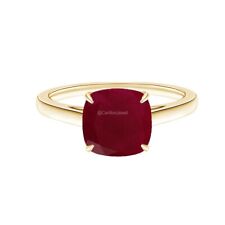 Cushion 2 Ctw Ruby Solitaire 925 Sterling Silver Women Statement Ring
