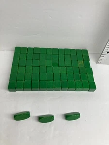 Vintage Risk 1963 Green Wooden Army Replacement Parts 72 Cubes 3 Oblong Pieces - Picture 1 of 2