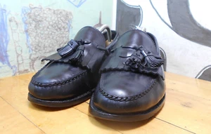 Vintage Polo Ralph Lauren Black Leather Kiltie Tassel Loafers Mens 9 (see msmts) - Picture 1 of 12
