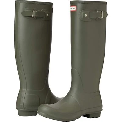 Botas de lluvia Hunter Original para mujer altas brillantes impermeables verde oliva oscuro, 5 Foto 1 de 2