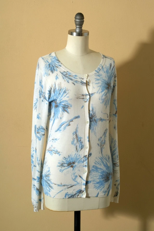 TSE Size M (2 4 6) 100% Cashmere Dandelion Floral Cardigan Long Sleeve Sweater - Image 1 of 4