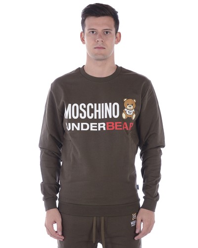 Felpa Moschino Underwear Sweatshirt Hoodie Cotone Uomo Verde A17068104 440