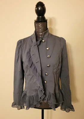 Hot in Hollywood gray silver button up womens Small jacket - Image 1 of 4