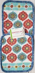 Set of 2 Same Printed Jumbo Pot Holders, 7"x8", MULTICOLOR FLOWERS, AM - Picture 1 of 5