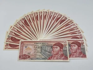LOT OF (25) NOTE $20 PESOS MEXICO BANKNOTE SERIE MIX 1973,1977 AU - Picture 1 of 4