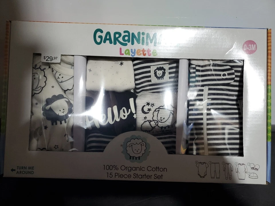 Garanimals Layette 100% Organic Cotton 15-Piece Baby Clothes Set (0-3M) - Image 1 of 1