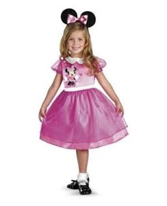 Minnie Mouse Costume Girls Small 2T Disney Halloween Mickey Pink Dress Ears - Picture 1 of 3