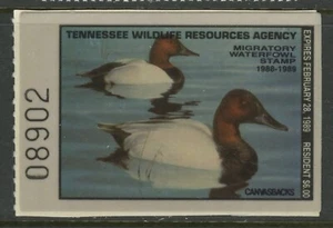 TENNESSEE #12 STATE DUCK STAMP "Canvasbacks" 1988 Mint Never Hinged - Picture 1 of 1