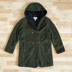 Vintage LL Bean Wool Blend Hooded Coat Womens Small Green Made in USA RARE - Picture 1 of 11
