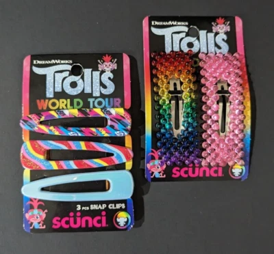 Trolls World Tour : Hair Snap Clips: Set Of 2 Packs: Total 5 Clips: NEW - Image 1 of 4