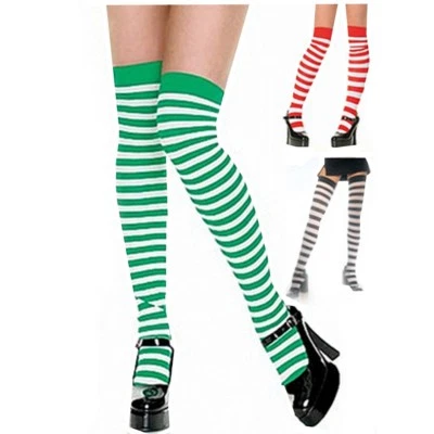 22" Women Girl Opaque Striped Long Warm extra stretch Stockings Knee High Socks - Image 1 of 4