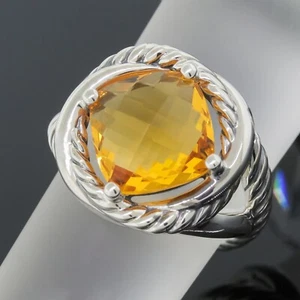 David Yurman 925 Sterling Silver 11mm Yellow Citrine Infinity Cable Ring Size 7 - Picture 1 of 4