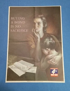 Póster original de la Segunda Guerra Mundial 1943 Comprar un bono no falta sacrificio en acción - Imagen 1 de 12