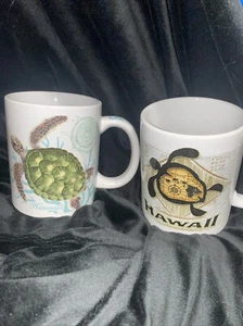 2 Set ABC Stores Hawaii “Honu Voyage” Mugs Sea Turtles Excellent Condition Vint - Picture 1 of 4