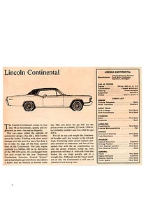 1968 LINCOLN CONTINENTAL 462/340 HP ~ ORIGINAL SMALLER ROAD TEST / ARTICLE / AD - Imagen 1 de 1
