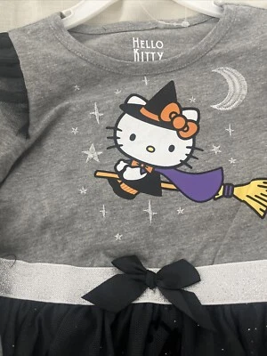 Hello Kitty Halloween Little Girls Black Tutu Dress Long Sleeve Size 4T NEW - Image 1 of 4