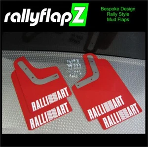 rallyflapZ Mitsubishi Pajero Evo Mudflaps Kit Red Gloss 4mm PVC Ralliart White - Picture 1 of 3