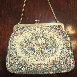 50er Jahre Vintage JR Miami Handtasche Gobelin Nadelspitze Pinch Purse - Bild 1 von 14