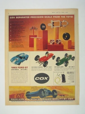 Kits de modelos Ferrari BRM escala Ford GT 1965 impresión de anuncios vintage 1965 juguete AD Foto 1 de 2