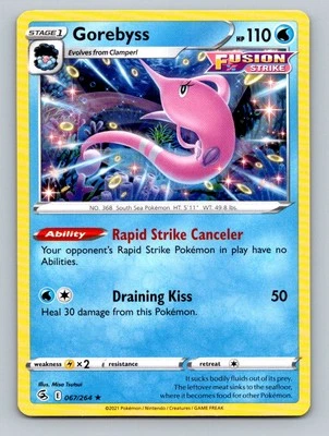 Pokemon Gorebyss SWSH08: Fusion Strike 067/264 Near Mint NM - Image 1 of 2