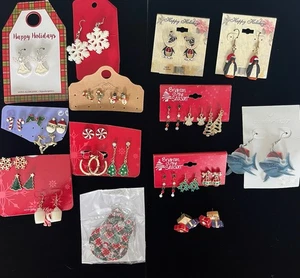 Christmas Holiday Pierced Earrings Large Mixed Lot 24 Pairs - Picture 1 of 24
