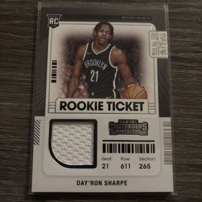 2021-22 Panini Contenders - Rookie Ticket Swatches Day'Ron Sharpe #RTS-DSH MEM  - Image 1 of 2