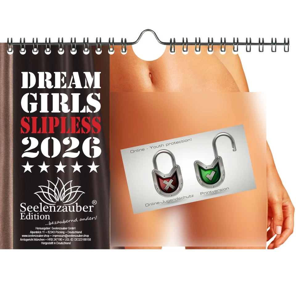 SEELENZAUBER GMBH Sexy Dreamgirls Slipless ohne Höschen DIN A5 Kalender für 2026 Girls Erotik - Se