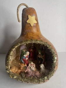Light-Up Nativity Set Inside Carved Gourd 12" Tall Christmas Nativity Holiday - Picture 1 of 6