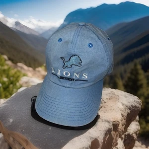 NFL Rare Denim Looking Team Hat Detroit Lions Denim Baseball Cap Men Women OSFA - Picture 1 of 23