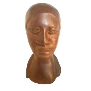 Vintage Damas Tribal Hand Carved Wood Bust Signed - Picture 1 of 6