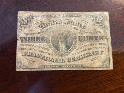1863 3¢ Cents Third Issue U.S. Fractional Currency ** PAPER CURRENCY - Image 1 of 4