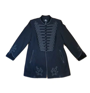 Vintage Wool Military Hussar Jacket Decorative Braiding Velvet Trim Size 46 Tag - Picture 1 of 11