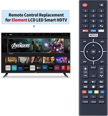Replacement Remote Control for Element Smart TV ELSW3917BF E4SFT5017 E4STA5017 + - Image 1 of 4
