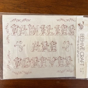 Bienenstock Handwerk vorgedruckt Stoff Stickerei Muster-FAMILIEN SIND FÜR IMMER-8x11" - Bild 1 von 2