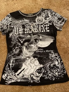 Ropa Big Bang negra plateada de los Marines de Estados Unidos para mujer talla M/L Good night Chesty - Imagen 1 de 18