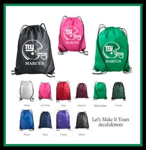 NEW YORK GIANTS HELMET NY PERSONALIZED NAME NYLON DRAWSTRING BACKPACK GIFT BAG - Picture 1 of 1