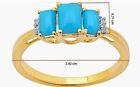 Turquoise Ring Topaz Round White Jewelili 9Ct Gold Size S 177 Grams Unique