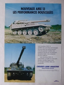5/1988 PUB CREUSOT LOIRE CHAR AMX 13 CARRO TANK PANZER ORIGINAL FRENCH AD - Imagen 1 de 1