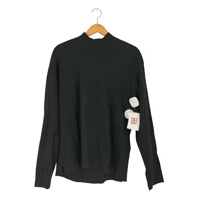 ISSEY MIYAKE 男式弹力高领长袖 T 恤 L 码黑色休闲二手 — 第 1/4 张图片