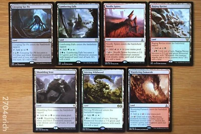 MTG Set of 7 Dual Creature Lands Magic Manlands Group Commander Deck Building - Image 1 of 2