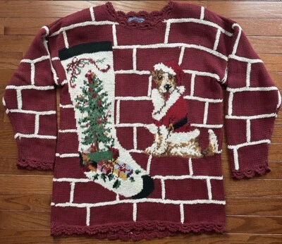 Suéter de punto vintage para cachorro de Navidad grande Cambridge Dry Goods Foto 1 de 4